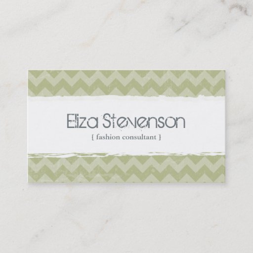 Customizable Green Grunge Chevron Consultant Business Card
