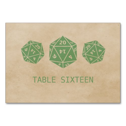 Green Grunge D20 Dice Gamer Table Card
