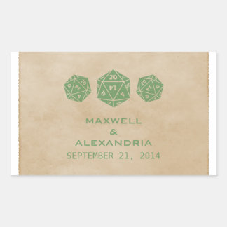 Green Grunge D20 Dice Gamer Wedding Stickers