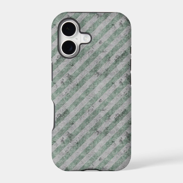 Green Grunge Diagonal Stripes Iphone Case (Back)