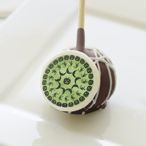 Green Grunge Halloween Iconic Circles Pattern Cake Pops