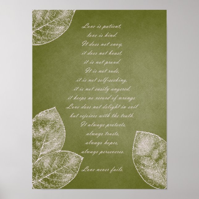 Green Grunge Leaves Poster (Front)