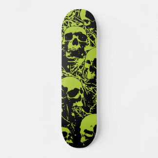 Green Grunge Skulls Skateboard Deck