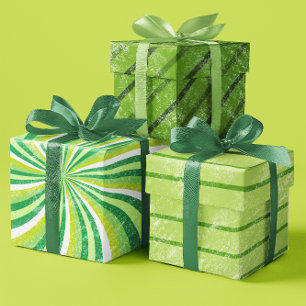 Green Grunge Stripes St. Patrick's day set of 3 Wrapping Paper Sheets