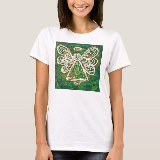 Green Guardian Angel Art Custom Holiday T-Shirt (Front)