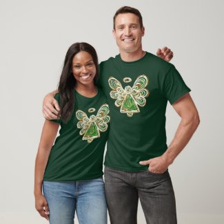Green Guardian Angel Art Custom Holiday T-Shirt