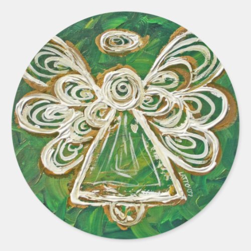 Green Guardian Angel Art Decal Stickers