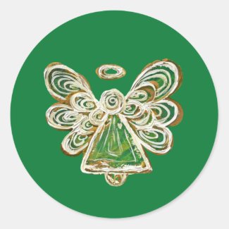 Green Guardian Angel Art Decal Stickers