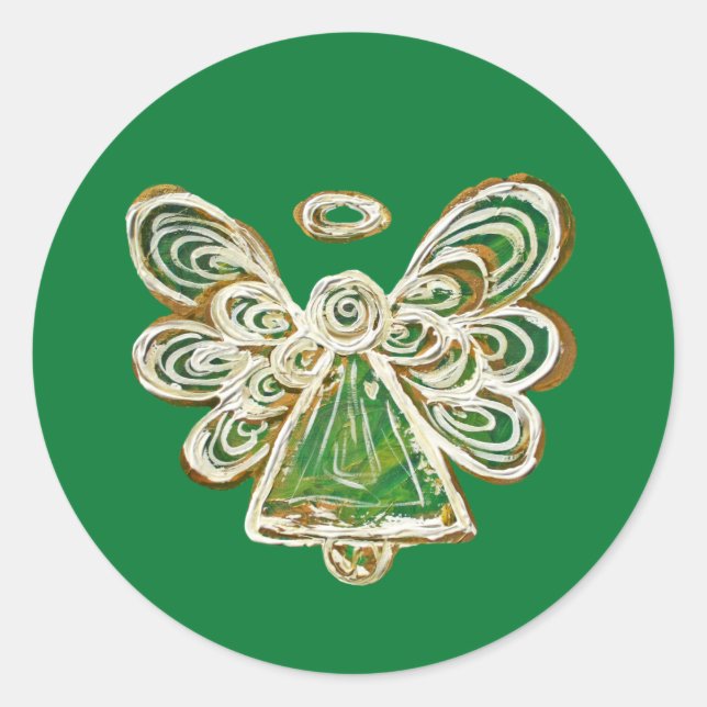 Green Guardian Angel Art Decal Stickers (Front)