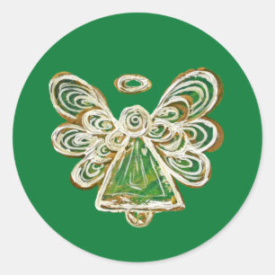 Green Guardian Angel Art Decal Stickers