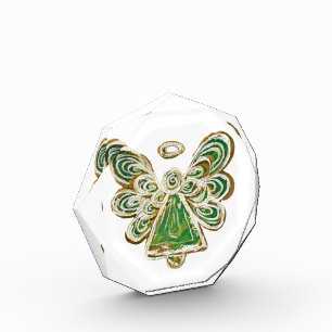 Green Guardian Angel Art Paperweight Acrylic Award