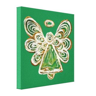 Green Guardian Angel Art Wrapped Canvas Painting