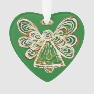 Green Guardian Angel Christmas Ornament Pendant 