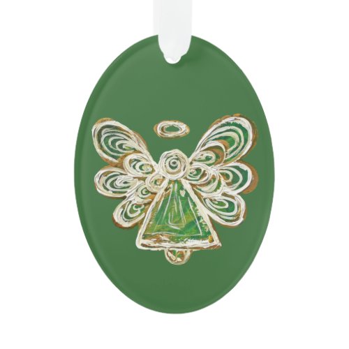 Green Guardian Angel Christmas Pendant Ornament