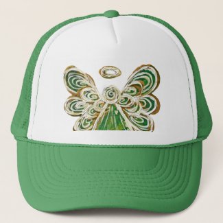 Green Guardian Angel Custom Art Hat or Cap