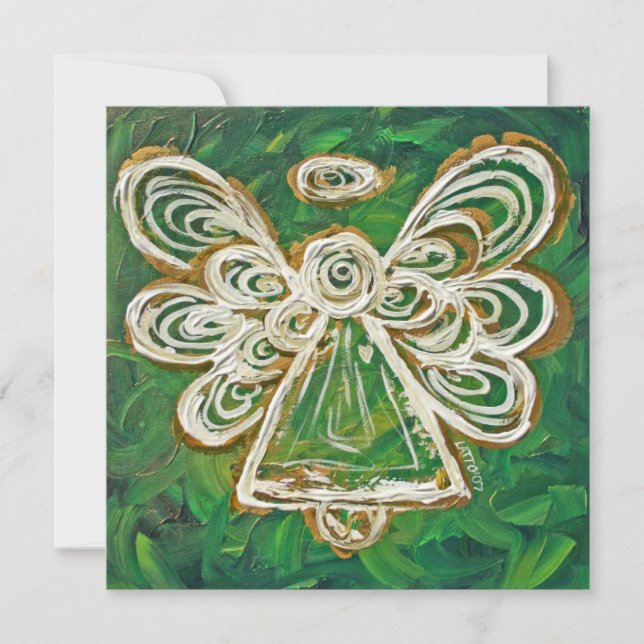 Green Guardian Angel Custom Invite or Invitation (Front)