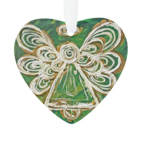 Green Guardian Angel Gift Holiday Ornament