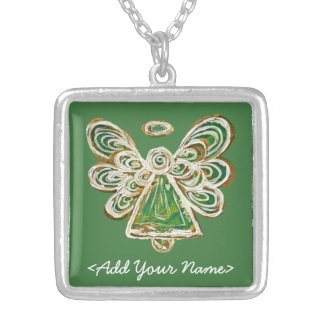 Green Guardian Angel Series Sterling Necklace