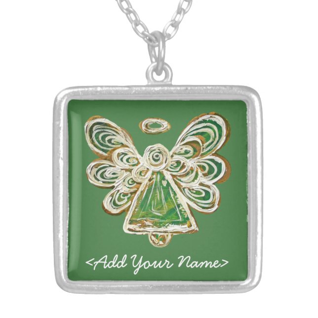 Green Guardian Angel Series Sterling Necklace (Front)