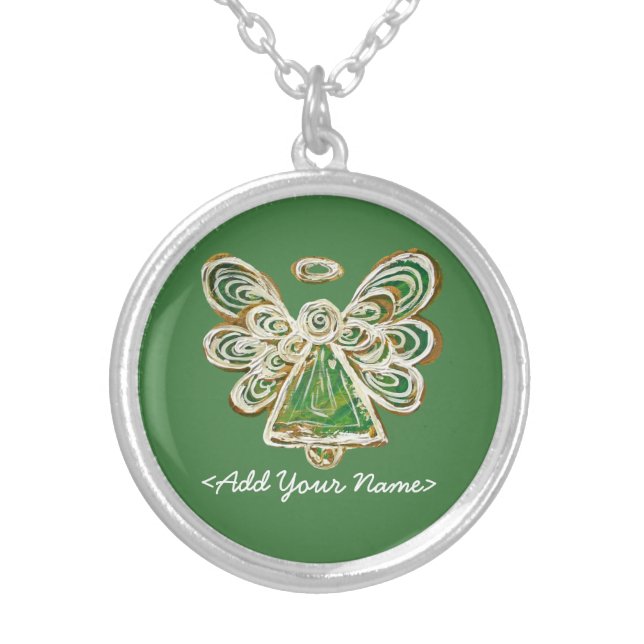 Green Guardian Angel Series Sterling Necklace (Front)