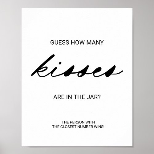 Green Guess How Many Kisses Bridal Shower Game  Po Poster