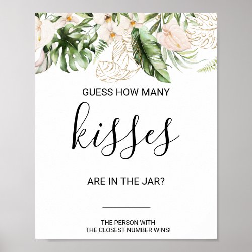 Green Guess How Many Kisses Bridal Shower Game  Po Poster