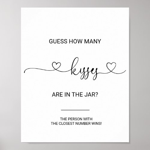 Green Guess How Many Kisses Bridal Shower Game   Poster