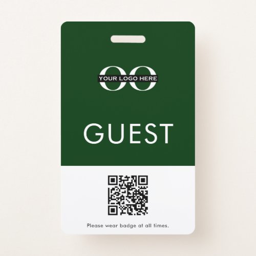 Green Guest Badge with Custom Logo and QR Code
