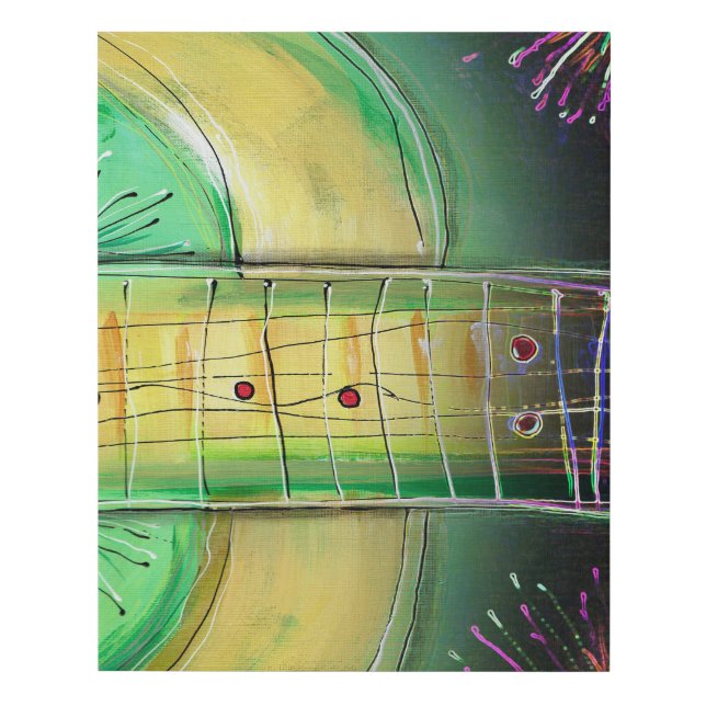 Green Guitar 1 Faux Canvas Print (Front)