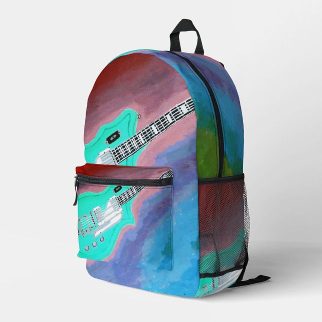 Green Guitar backpack  (Back Corner Right)