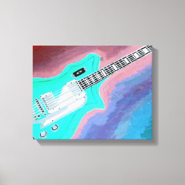 Green Guitar Canvas Print (Front)