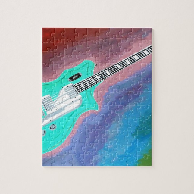 Green Guitar Jigsaw Puzzle (Vertical)
