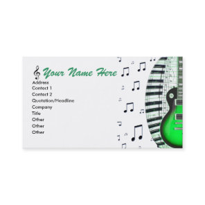 Green Guitar Piano Keyboard & Notes Business Card
