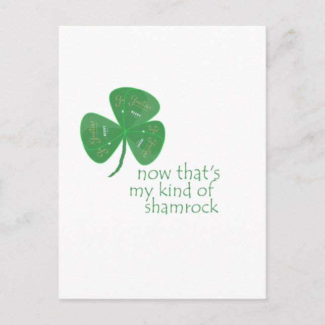 Green Guitar Pick Shamrock Postcard (Front)