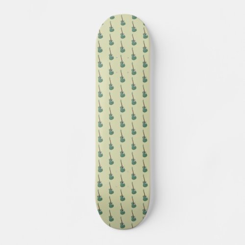 Green guitars on pastel green skateboard deck