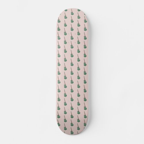 Green guitars on pastel pink skateboard