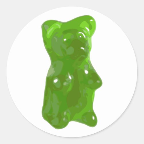 Green Gummy Bear Candy Classic Round Sticker
