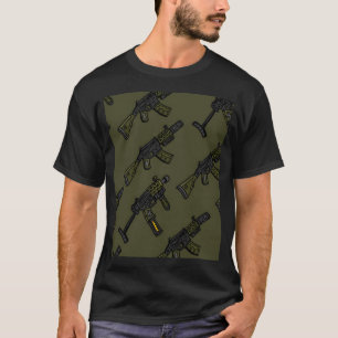 Green Gun Pattern. Uzi And Ar15. T-Shirt