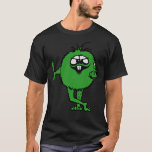 Green Guy Flips Bird - 70S Retro  T-Shirt