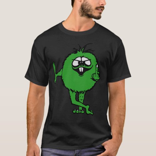 Green Guy Flips Bird _ 70S Retro  T_Shirt