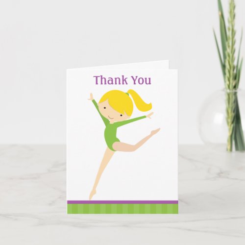 Green Gymnast Thank You Note Cards