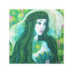 Green Hair Mermaid Underwater Fantasy Surreal Art Canvas Print