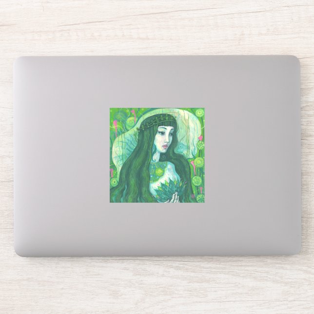 Green Hair Mermaid Underwater Fantasy Surreal Art Sticker (Computer)