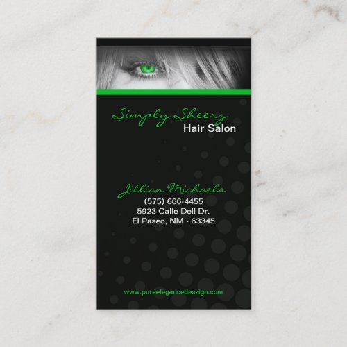 Green Hair Salon Beauty Shop Boutiq Business Card