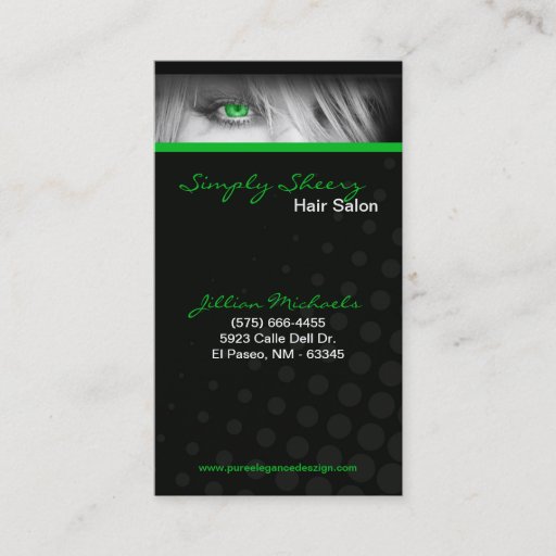 Customizable Green Hair Salon Beauty Shop Boutiq Business Card