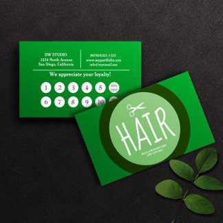 Green Hairdresser Flat Loyalty Card
