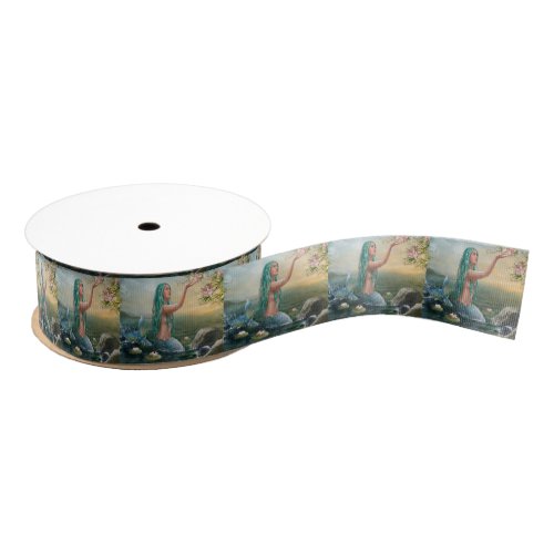 green haired mermaid grosgrain ribbon