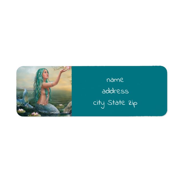 green haired mermaid label (Front)