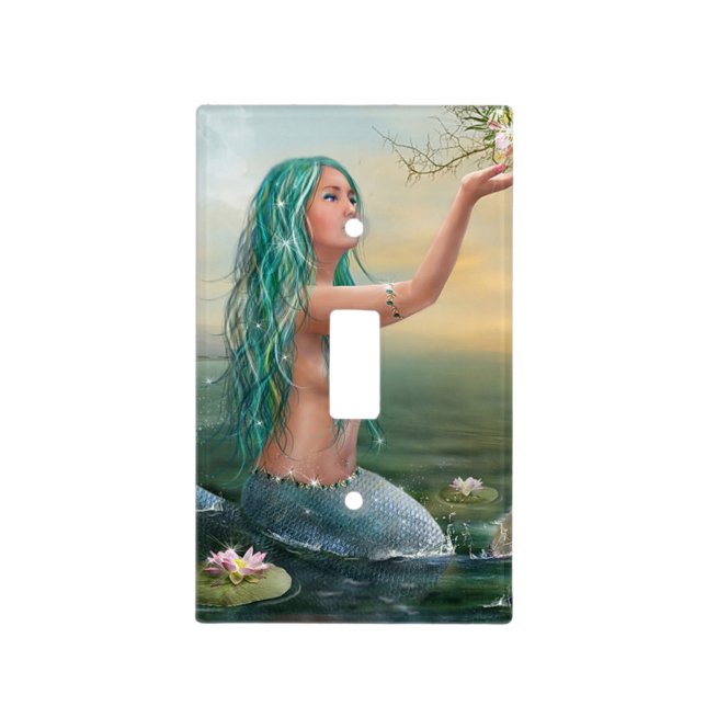green haired mermaid light switch cover (Front)