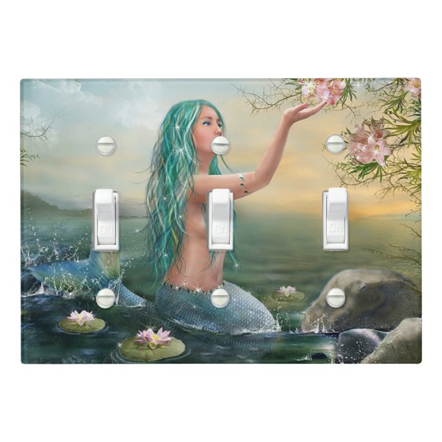 green haired mermaid light switch cover (In Situ)